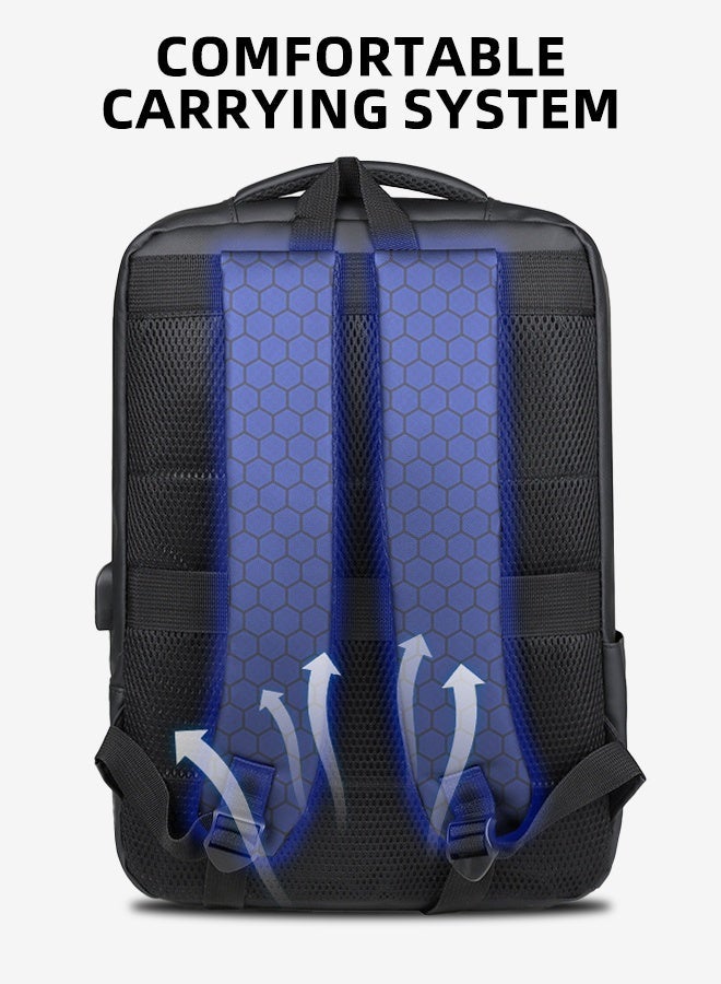 FANGFANGOTD Laptop Backpack 15.6 Inch Waterproof Travel Backpack for Men and Women Lightweight Durable Backpack with USB Charging Port Large Capacity Laptop Bag for Work School and Travel Business Computer Backpack Backpack for Men Travelling Daily Use - Image 4